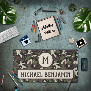 Militair Camouflage Groen Bruin Patroonmonogram Bureaumat