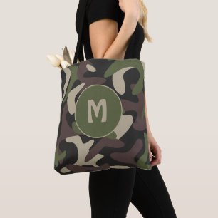 Militair Camouflage Groen Bruin Patroonmonogram Draagtas