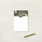 Militair Camouflage Groen Bruin Patroonmonogram Post-it® Notes (Op bureau)