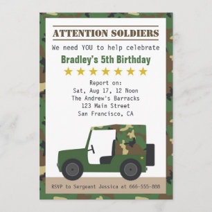 Militair camouflagepatroon soldaat jongen verjaard kaart