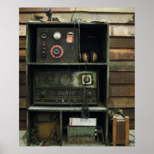 Militair communicatieapparatuur vintage radioappar poster