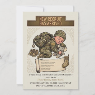 Militair geboorteaankondiging Nieuwe Rekruut Neutr Kaart