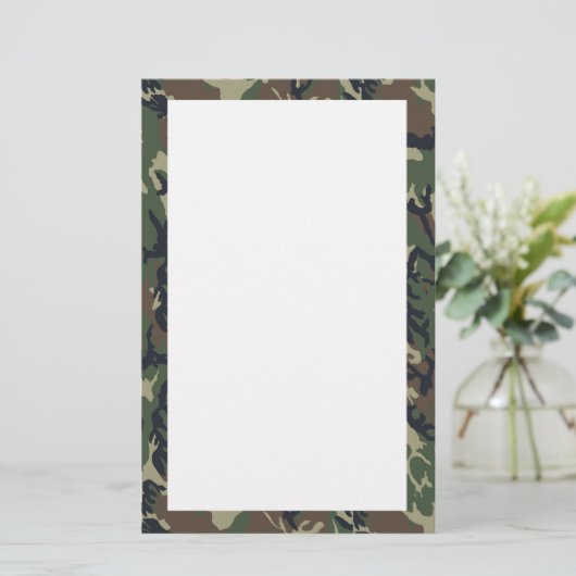 Militair groen Camouflage Patroon Briefpapier (Staand voorkant)
