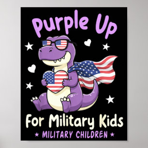 Militair kind dinosaurus paars klaar voor militair poster