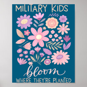 Militair kind paardenbloem bloeit waar geplant paa poster