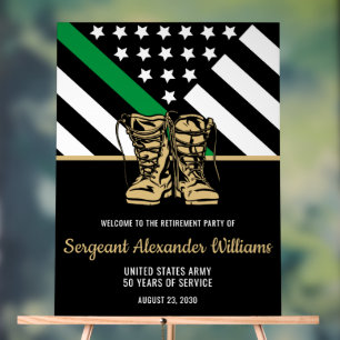 Militair Pensioen Groene Lijn Vlag Patriottisch Le Acryl Bord