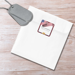 Militair Pensioen Vlag Gouden Crest Vierkante Sticker