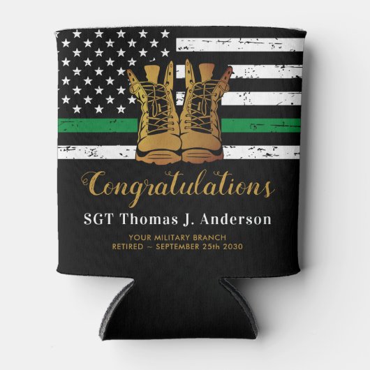 Militair Pensioenleger boott met groene lijn Blikjeskoeler (Voorkant)