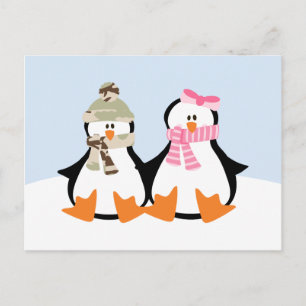 Militair pinguïn Couple Briefkaart