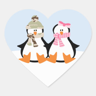 Militair pinguïn Couple Hart Sticker