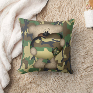 Militair teddybeer met reusachtig hart kussen