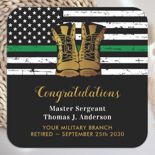 Militair Thin Green Line Flag Soldier Retirement Vierkante Sticker