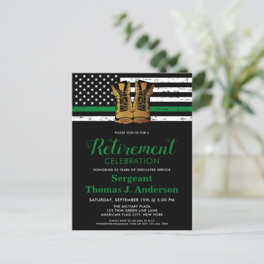 Militair Thin Green Line Vlag Afscheidsparty Briefkaart (Staand voorkant)