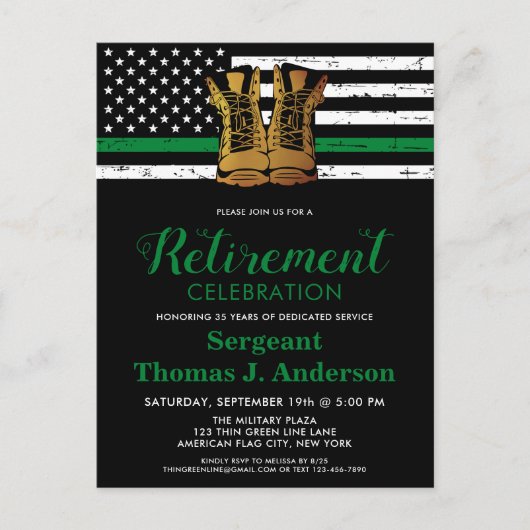 Militair Thin Green Line Vlag Afscheidsparty Briefkaart (Voorkant)