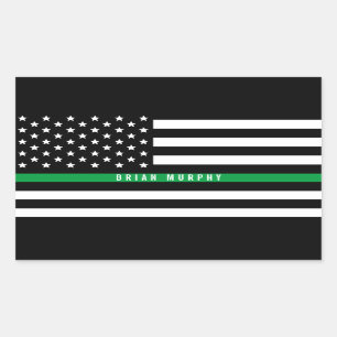Militair Thin Groene Lijn Amerikaanse vlag Voeg Na Rechthoekige Sticker