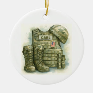 Militair Uniform Ornament, Militair, Laarzen & Pet Keramisch Ornament