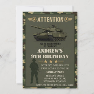 Militair verjaardagsfeest met aangepaste camouflag kaart