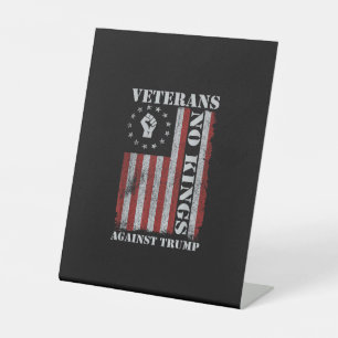 Militair Veteranen Protesteren Vlag Patriottische Reclamebord Met Voetstuk