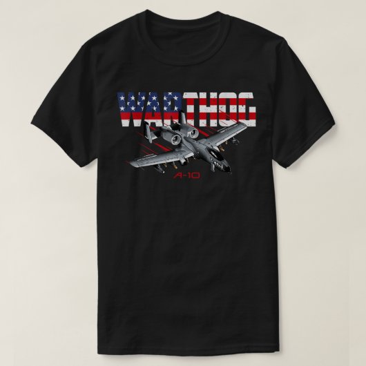 Militair vliegtuig A10 Warthog Amerikaanse vlag T-shirt (Design voorkant)