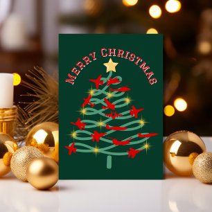 Militair vliegtuig kerstboom WW2 aangepaste foto Feestdagenkaart