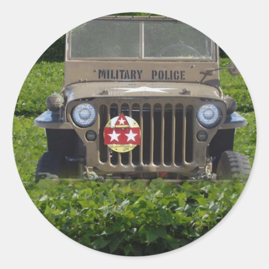 Militair voertuig ronde sticker (Voorkant)