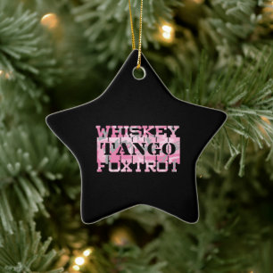 Militair Whiskey Tango Foxtrot Roze Camo Keramisch Ornament
