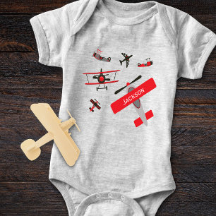 Militair WWWII-vliegtuig Retro Red en Black Romper