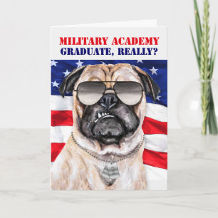 Militaire Academie Funny Pug Dog Afstuderen Kaart