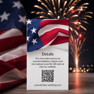 MILITAIRE Amerikaanse Vlag Huwelijks QR Details Informatiekaartje