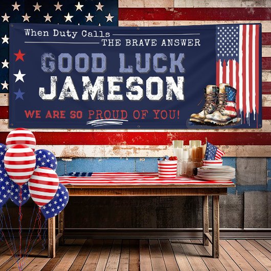 Militaire Amerikaanse vlag laarzen 2.5x6 'Going Aw Spandoek