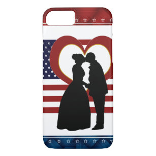 Militaire Amour Kiss Coeur Drapeau iPhone 7 Coque
