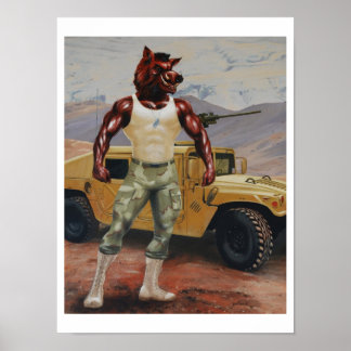 Militaire Arkansas Soldier Hog Razorback Poster
