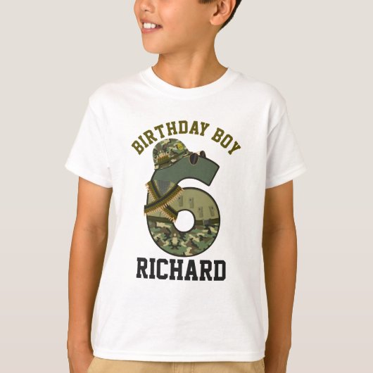 Militaire Birthday Boy Zesde Soldaat T-shirt (Voorkant)