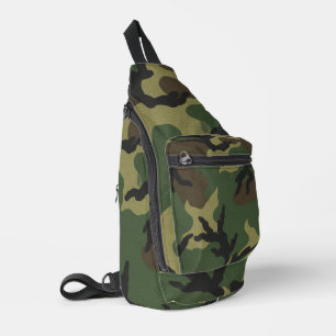Militaire bos camouflagepatroon sling bag