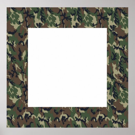 Militaire boscamouflage achtergrond met wit poster (Voorkant)