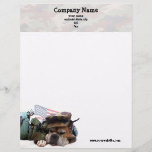 Militaire Boxer Dog Letterhead Persoonlijk Briefhoofd