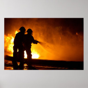 Militaire brandweerlieden poster