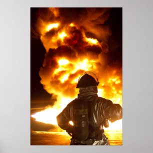 Militaire brandweerman poster