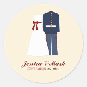 Militaire bruiloft ronde sticker