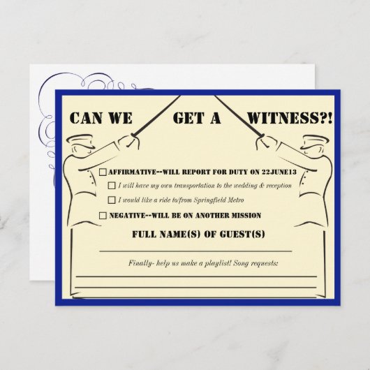 Militaire bruiloft RSVP Uitnodiging Briefkaart (Voorkant / Achterkant)