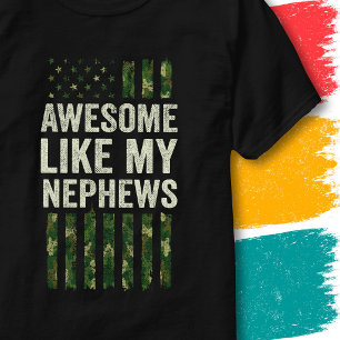 Militaire Camo USA Vlag Geweldig Zoals Mijn Neven T-shirt