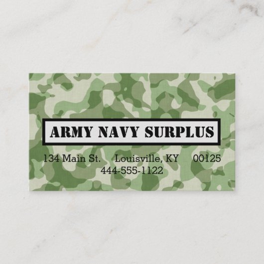 Militaire Camo Visitekaartje (Voorkant)