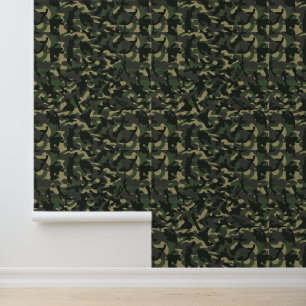 Militaire camouflage groen behang