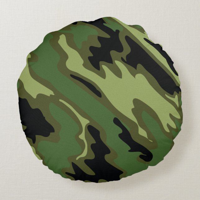 Militaire Camouflage Rond Kussen (Achterkant)