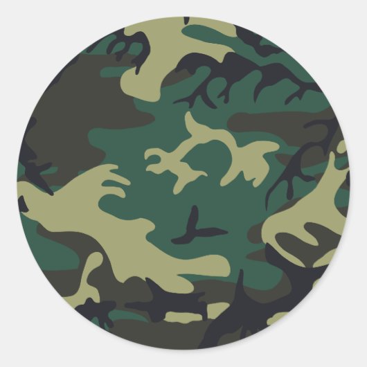 Militaire Camouflage Ronde Sticker (Voorkant)