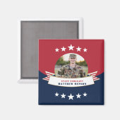 Militaire dienst Foto Red White Blue Magnet Magneet (Voorkant / Achterkant)