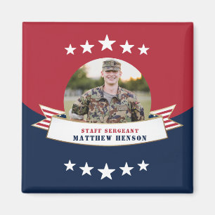 Militaire dienst Foto Red White Blue Magnet Magneet