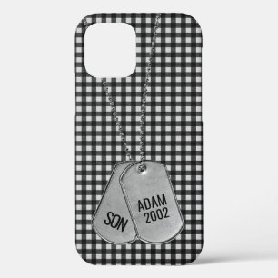 Militaire Dog Tags op Gingham iPhone 12 Hoesje