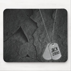 Militaire Dog Tags op Rock Muismat