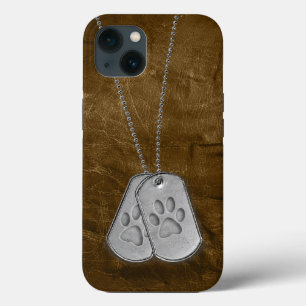 Militaire doosjes met verfdrukken op leder iPhone 13 hoesje